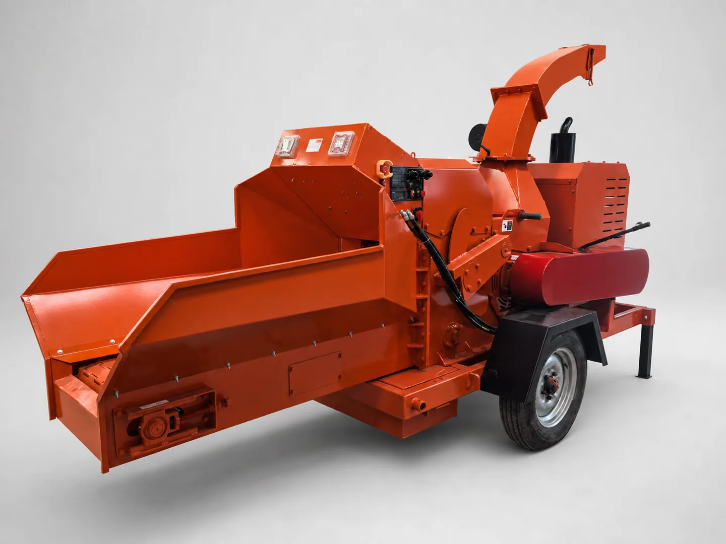 Towable industrial wood chipper configuration
