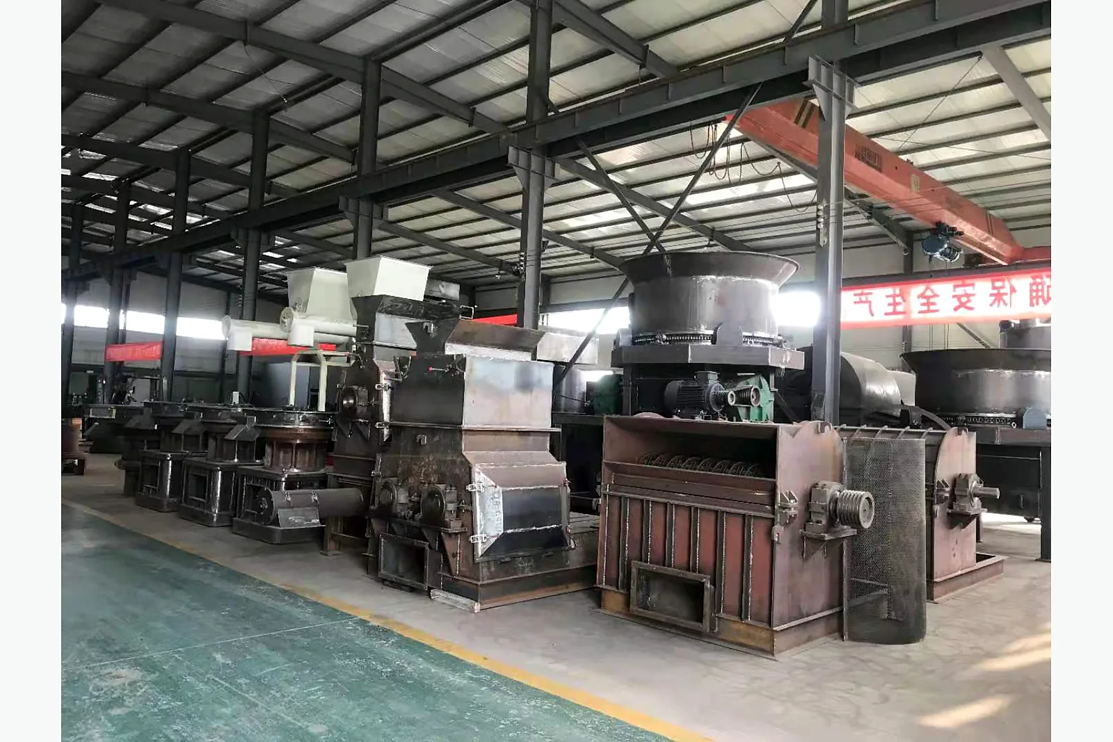 Wood pellet machines in the workshop
